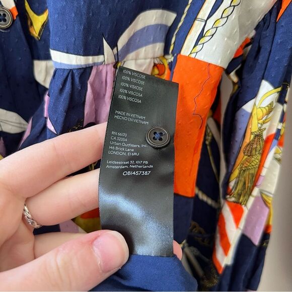 Anthropologie Maeve Mini Belted Button Down Nautical Print Shirtdress - Picture 8 of 8